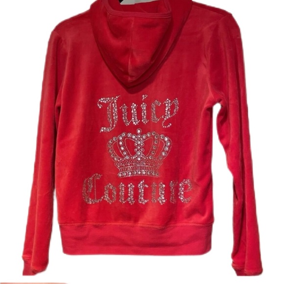 JUICY COUTURE RHINESTONE VELOUR HOODIE SWEATER - Picture 1 of 7